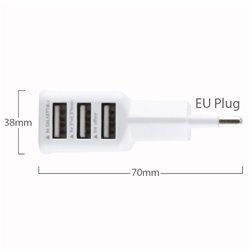 3 USB Ports EU Plug Wall Charger