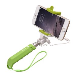 Silicon Wired Monopod Selfie Stick With Built-In Shutter