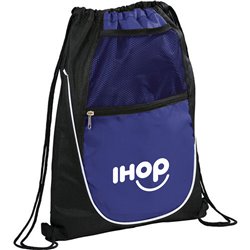 Net Pocket Zipper Personalized Drawstring Backpack