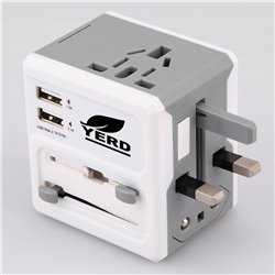 All In One 2 USB Port Travel AC Charger Adaptor