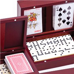 Wooden Domino Set with Two Decks Of Playing Card