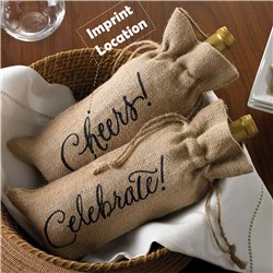 Celebrate Printed on Burlap Jute Wine Reusable Bags
