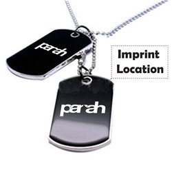 Black Army Style 2 Dog Tags Chain Pendant