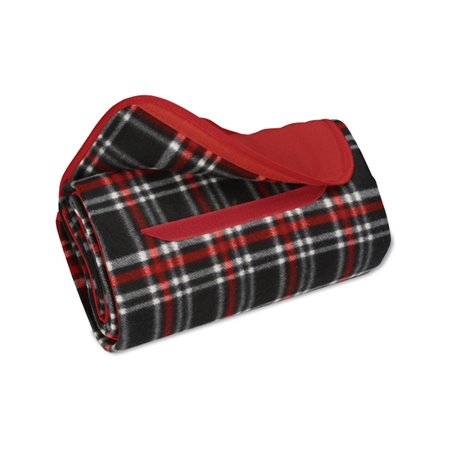 Black Red Plaid Flap Roll Up Blanket
