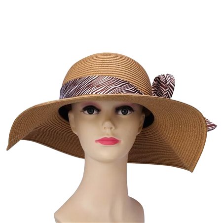 Straw Summer Hat With Ribbon Visor