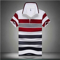 Stripe Lapel Short-Sleeved Polo Shirt