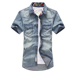 Breathable Patchwork Jeans Shirt