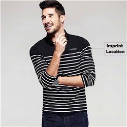Lapel Stripes Long Sleeve Polo Shirt