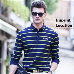 Mini Collar Striped Full Sleeve Mens T-Shirt