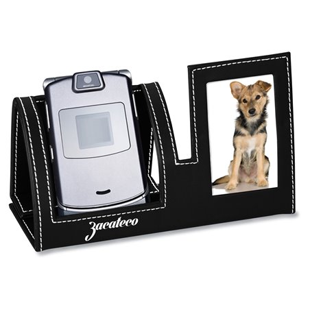 Leatherette Cell Phone Stand With Picture Frame