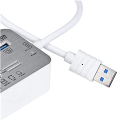 3 Port Aluminum USB 3.0 Hub With Card Reader